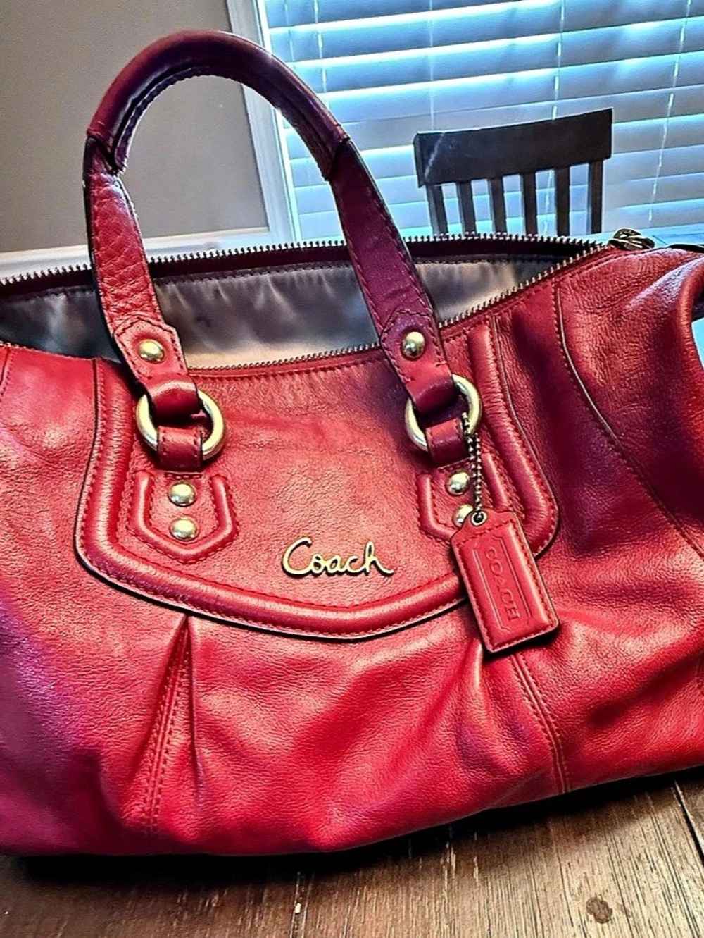 Coach Ashley Leather Satchel F19247 Leather Satchel in Red